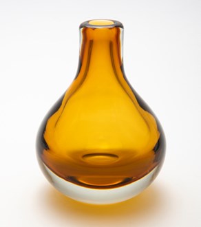 Glass Bud vase, amber  15cm